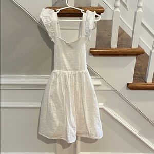 White Ruffled Girls Sleeveless Dress